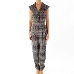 Charlie Jade Jumpsuit Grey Ivory Black Snake Print‎ M